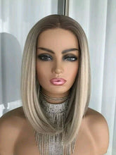 Platinum Blonde Wig Natural Lace 100% Human Hair Short Straight Bob Layers - Everyday Wigs